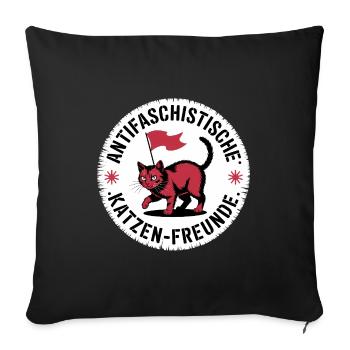 Antifascist Cat Friends - Against the Right - Sofa pillowcase 17,3'' x 17,3'' (45 x 45 cm) - black - Front