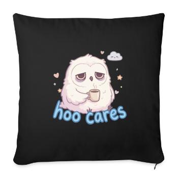Hoo Cares – Sweet Owl Coffee - Sofa pillowcase 17,3'' x 17,3'' (45 x 45 cm) - black - Front
