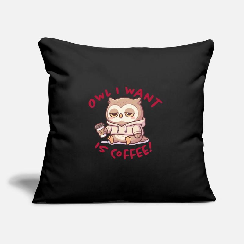 Sweat à capuche Coffee Love Owl Pullover Housse de coussin décorative 45 x 45 cm