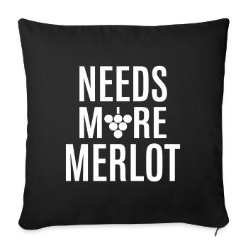 Il faudrait encore plus de paroles sur le vin Merlot pour les connaisseurs - Housse de coussin décorative 45 x 45 cm - noir - Devant