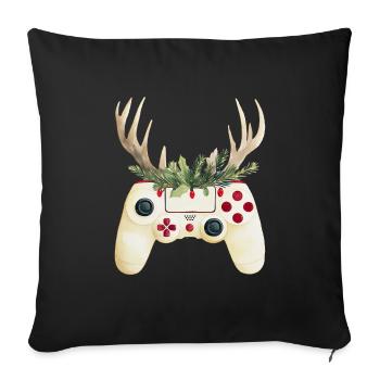 Christmas controller with deer antlers - Sofa pillowcase 17,3'' x 17,3'' (45 x 45 cm) - black - Front