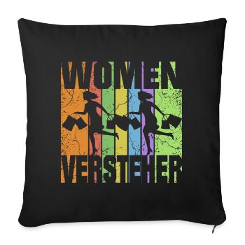Femme en pleine frénésie shopping - Housse de coussin décorative 45 x 45 cm - noir - Devant