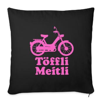 Töffli Meitli – Moped Shirt for Girls & Moped Fans - Sofa pillowcase 17,3'' x 17,3'' (45 x 45 cm) - black - Front