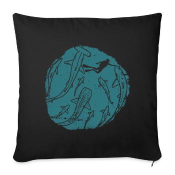 Deep Ocean Silhouette Circle - Sofa pillowcase 17,3'' x 17,3'' (45 x 45 cm) - black - Front