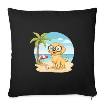 Vacances d’été sur la plage avec des lunettes - Housse de coussin décorative 45 x 45 cm - noir - Devant