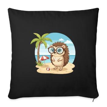 Cute Hedgehog with Glasses Beach Summer Vacation - Sofa pillowcase 17,3'' x 17,3'' (45 x 45 cm) - black - Front