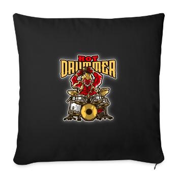 Drums Schlagzeug - Hot Drummer Schlagzeuger - Sofa pillowcase 17,3'' x 17,3'' (45 x 45 cm) - black - Front