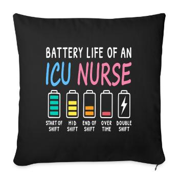 Battery level of an intensive care nurse Humor - Sofa pillowcase 17,3'' x 17,3'' (45 x 45 cm) - black - Front