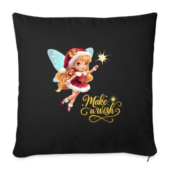 Sweet Christmas fairy with magic wand Make a wish - Sofa pillowcase 17,3'' x 17,3'' (45 x 45 cm) - black - Front