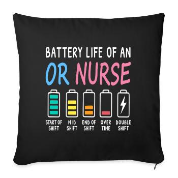 Niveau de batterie d’une infirmière en salle d’opération Humour - Housse de coussin décorative 45 x 45 cm - noir - Devant