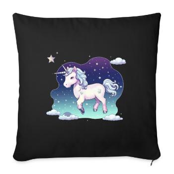 Pastel Unicorn Starry Sky - Sofa pillowcase 17,3'' x 17,3'' (45 x 45 cm) - black - Front