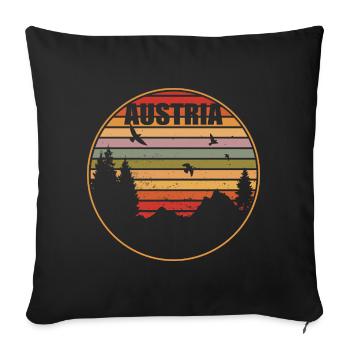 Coucher de soleil rétro des montagnes d’Autriche - Housse de coussin décorative 45 x 45 cm - noir - Devant