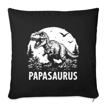 Papasaurus Meilleur Papa Cadeau Papa Fort Cool - Housse de coussin décorative 45 x 45 cm - noir - Devant