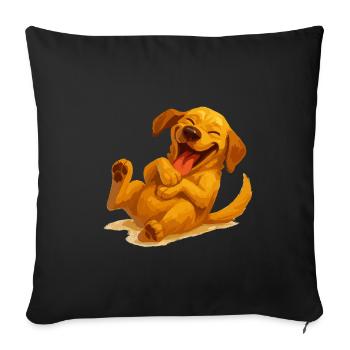T-shirt Laughing Flash Labrador – Motif de chien drôle - Housse de coussin décorative 45 x 45 cm - noir - Devant