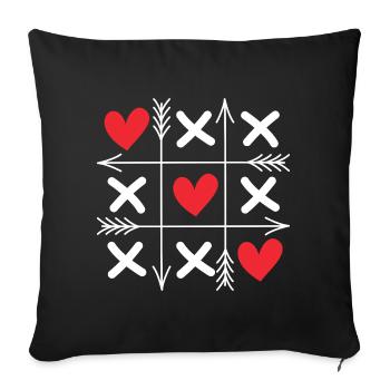 Tic-Tac-Toe-Herzen Süße Passende Paare Valentinstag - Sofakissenbezug 45 x 45 cm - Schwarz - Vorne