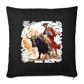 Matador and bull in red cape - Sofa pillowcase 17,3'' x 17,3'' (45 x 45 cm) - black - Front