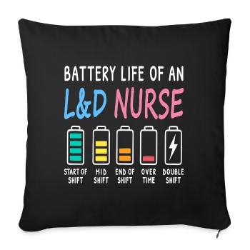 Battery level of a midwife, nurse, humor - Sofa pillowcase 17,3'' x 17,3'' (45 x 45 cm) - black - Front