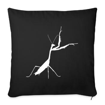 Gottesanbeterin weiss - Sofakissenbezug 45 x 45 cm - Schwarz - Vorne
