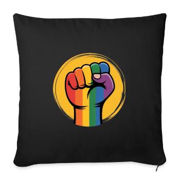 Rainbow Fist Antifa - Against the Right - Sofa pillowcase 17,3'' x 17,3'' (45 x 45 cm) - black - Front