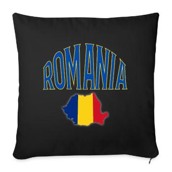 Roumanie - Housse de coussin décorative 45 x 45 cm - noir - Devant