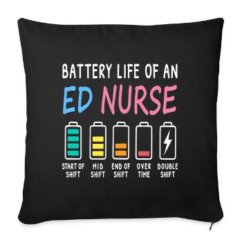 Emergency Nurse Battery Level Levels Humor - Sofa pillowcase 17,3'' x 17,3'' (45 x 45 cm) - black - Front