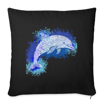Zentangle Dolphin - Sofa pillowcase 17,3'' x 17,3'' (45 x 45 cm) - black - Front