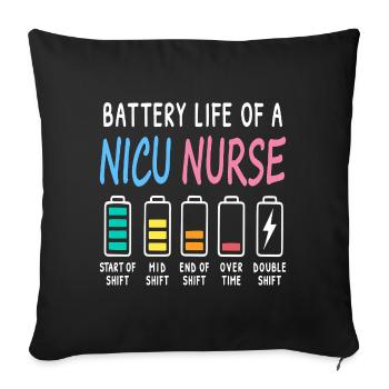 Battery Level of a Neonatal Caregiver Humor - Sofa pillowcase 17,3'' x 17,3'' (45 x 45 cm) - black - Front