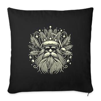 Christmas Santa with a wreath of branches - Sofa pillowcase 17,3'' x 17,3'' (45 x 45 cm) - black - Front