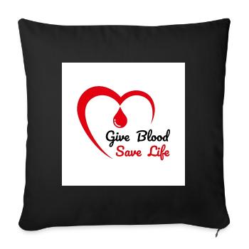 Blood Donation Heart Emblem - Sofa pillowcase 17,3'' x 17,3'' (45 x 45 cm) - black - Front