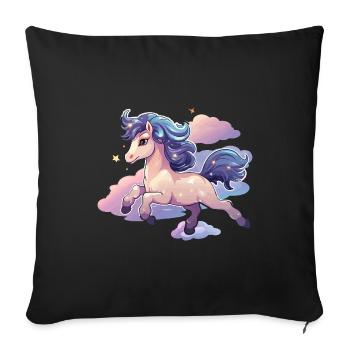 PastelUnicorn over clouds - Sofa pillowcase 17,3'' x 17,3'' (45 x 45 cm) - black - Front