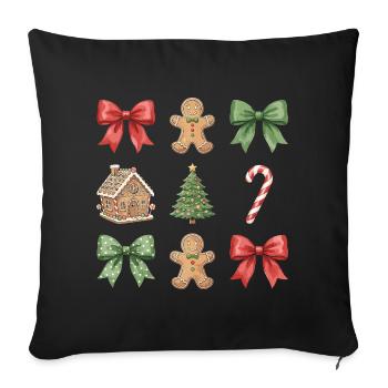 Parade de Noël fantaisiste hivernale - Housse de coussin décorative 45 x 45 cm - noir - Devant