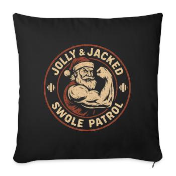 Jolly And Jacked Swole Patrol Weihnachts-Workout - Sofakissenbezug 45 x 45 cm - Schwarz - Vorne