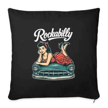 Cadeau rétro pin-up de voiture vintage rockabilly - Housse de coussin décorative 45 x 45 cm - noir - Devant