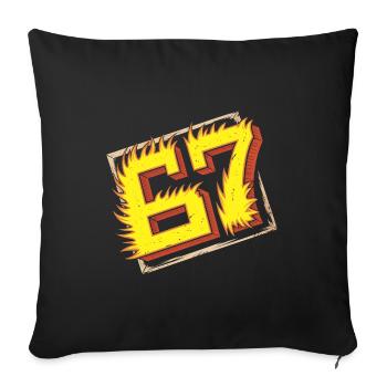 Flaming 67 Brainrot Emblem - Sofakissenbezug 45 x 45 cm - Schwarz - Vorne