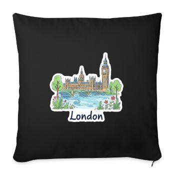 London Skyline Big Ben Parliament Bridge Art - Sofa pillowcase 17,3'' x 17,3'' (45 x 45 cm) - black - Front