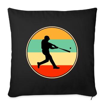 Retro Baseball Silhouette Vintage Sunset Sports - Sofa pillowcase 17,3'' x 17,3'' (45 x 45 cm) - black - Front