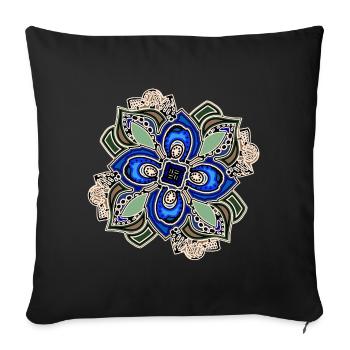 Blaugrüne extravagante Mandala-Blume - Sofakissenbezug 45 x 45 cm - Schwarz - Vorne
