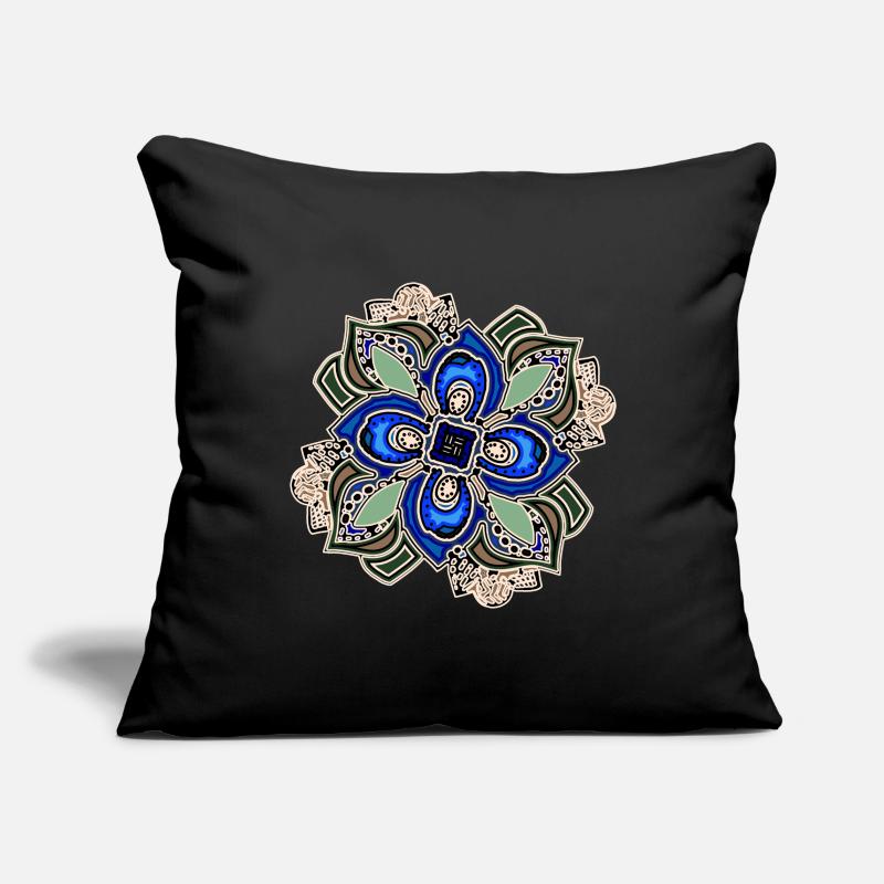Fleur de mandala extravagante sarcelle Housse de coussin décorative 45 x 45 cm