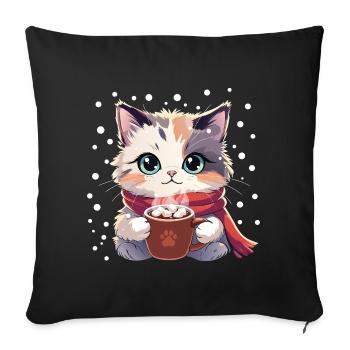 Winter Cozy Kitten - Sofa pillowcase 17,3'' x 17,3'' (45 x 45 cm) - black - Front
