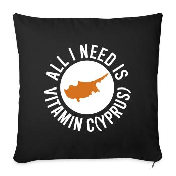 Chypre Tout ce dont j’ai besoin, c’est de vitamines Chypre Drapeau chypriote - Housse de coussin décorative 45 x 45 cm - noir - Devant
