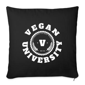 Logo Vegan University Style Universitaire - Housse de coussin décorative 45 x 45 cm - noir - Devant