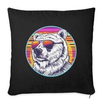Lunettes de soleil rétro Polar Bear - Housse de coussin décorative 45 x 45 cm - noir - Devant