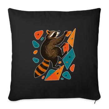Bouldern Waschbär Klettern Motivation Geschenk - Sofakissenbezug 45 x 45 cm - Schwarz - Vorne