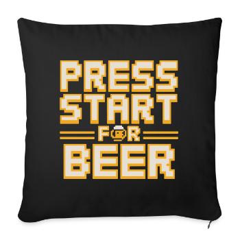  Press Start For Beer Retro Gamer Spruch Für - Sofakissenbezug 45 x 45 cm - Schwarz - Vorne