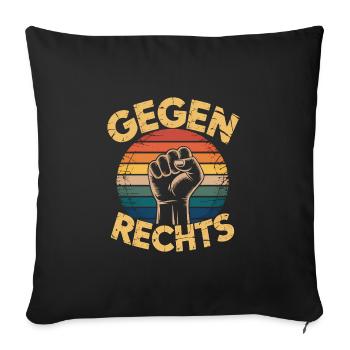 Contre la droite - Slogan drôle Antifa - Housse de coussin décorative 45 x 45 cm - noir - Devant