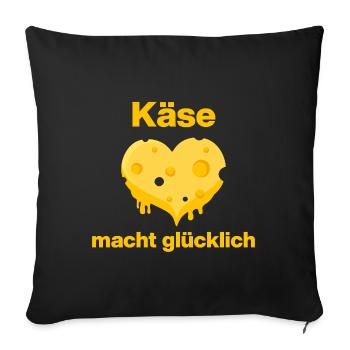 Le fromage te rend heureux, amoureuse du fromage, gourmet - Housse de coussin décorative 45 x 45 cm - noir - Devant