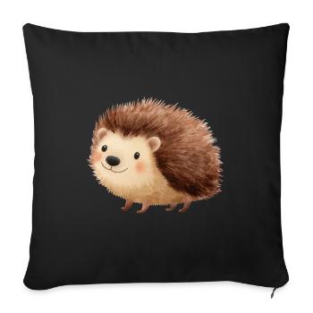 Süßer Igel – Kindliche und charmante Zeichnung - Sofakissenbezug 45 x 45 cm - Schwarz - Vorne