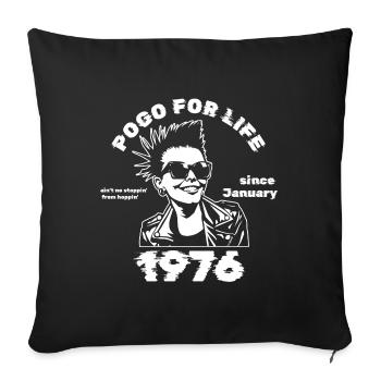 50th Birthday Pogo for life since 01/1976 - Sofa pillowcase 17,3'' x 17,3'' (45 x 45 cm) - black - Front