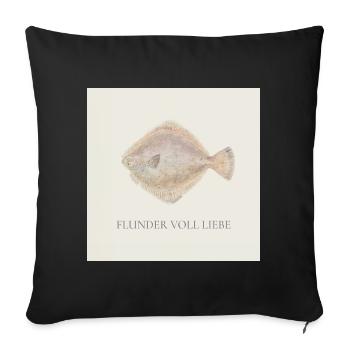 Flounder Full of Love – Sweet Fish Saying - Sofa pillowcase 17,3'' x 17,3'' (45 x 45 cm) - black - Front