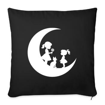 Girl Flower Cat on the Moon Silhouette - Sofa pillowcase 17,3'' x 17,3'' (45 x 45 cm) - black - Front